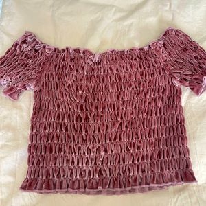 Velvet Off Shoulder Crop Top
